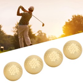 BuyWeek Golf Ball Golden Pack of 4 Portable Golf Balls Double Layer Gold Plated Golf Practice Balls for Rocking Exercises Training and Long Distance Shots