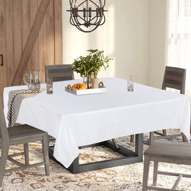 Fitable Square Tablecloth 60x60 inch Tablecloth Stain and Wrinkle Resistant Washable Polyester Table Cloth, Decorative Fabric Table Cover for Dining Table, Buffet Parties and Camping White