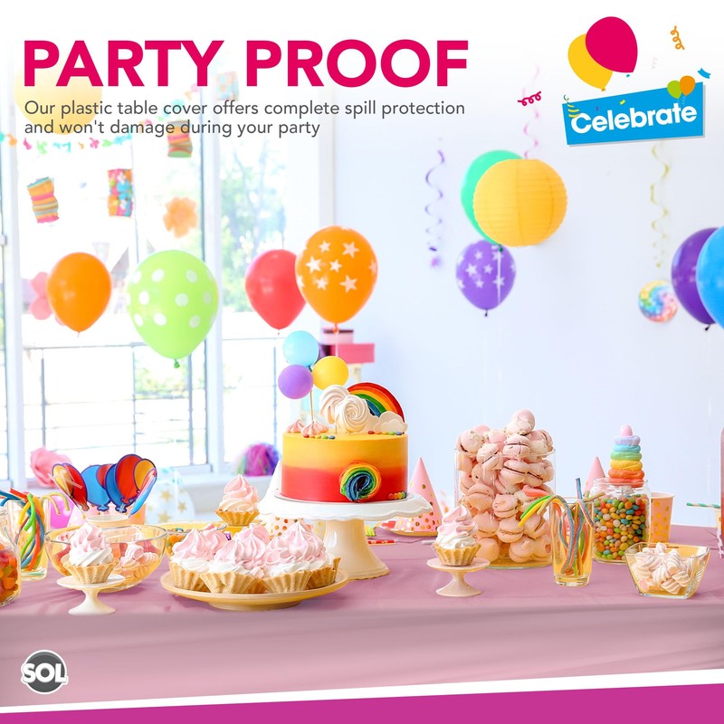 4pk Long Pink Table Cloth Party | 274 x 137cm
