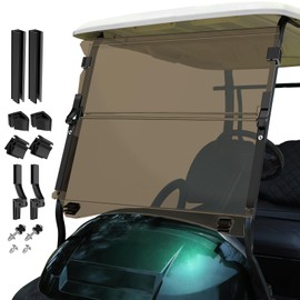 Club Car Precedent Windshield,Golf Cart Windshield for Precedent/Tempo/Onward (2004-Up)– Heavy Duty Hinges, Foldable, Anti-UV & Impact Resistant, 5MM Thick PC Material, 37.6"W X 33.2"H (tinted)