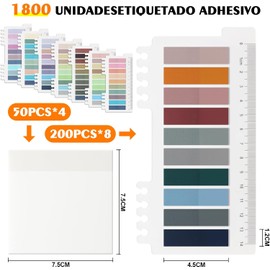 1800 Piezas Pestañas De índice Adhesivas，Notas Adhesivas Transparentes,ReposicionableSticky Notes,Pestañas De índice Para Marcar Páginas, Clasificar Archivos Marcadores Libros