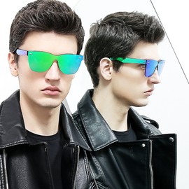 2020 VentiVenti Retro One Piece Square Rimless Sunglasses Mirrored Anti Reflective Frameless Fashion For Women Men,Green Mirror Lens