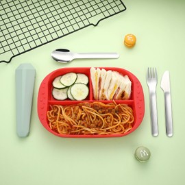 DEVICO Travel Utensils with Case, Reusable Camping Silverware Cutlery, 18/8 Stainless Steel Portable Fork Spoon Knife Set for Lunch Picnic School Workplace (Green)