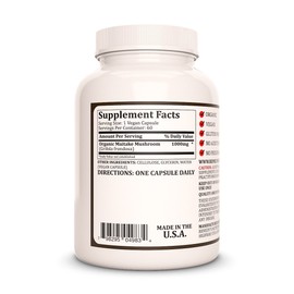 Remedy's nutrition Maitake Mushroom 1,000mg Vegan Capsules Dietary Supplement - Non-GMO, Gluten Free, Dairy Free - Two Month Supply (60 Count)