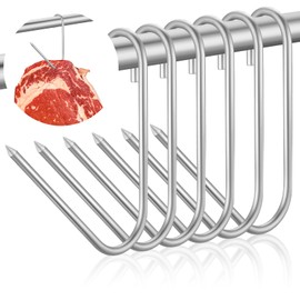 Teenyyou 6pcs Pit Barrel Cooker Meat Hooks, Stainless Steel Smoker Hooks for Smoking, Drying, Butchering, BBQ, Grilling, Jerky