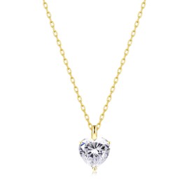 Philip Jones Gold Plated Heart Solitaire Necklace Created with Zircondia® Crystals