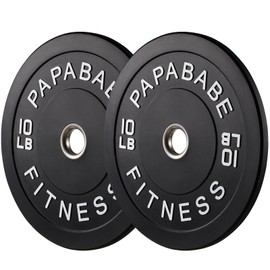 PAPABABE Strength Training Bumper Plates Pair of 10lb Olympic Weight Plates Rubber Bumper Plates with Steel Insert Home Gym Workout Weights Plates 2 Inch Barbell Weights For General Fitness