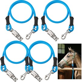 4 Pack Bungee Cross Ties Set Horse Trailer Tie Straps Bulk Bungee Cords with Snaps for Horse Trailer Accessories, 36 Inch Long (Sky Blue)