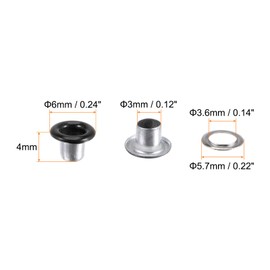 sourcing map Set of 100 Nozzles Kit Metal Eyelets 3 mm 0.12 Inch Nozzle Tool for Shoes Clothing Belt Bag DIY Project Black