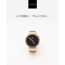 MONOMAM CHIC Smart Watch, Women's, Small, Compatible with iPhones, Android Compatible, AMOLED, Constant Display, Round, Belt Width 0.8 inches (20 mm), Men's, Activity Tracker, Line Notifications (Rose