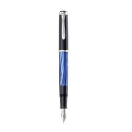 Pelikan Souverän M205 Blue Marble Fountain Pen, Broad Nib, 1 Each (801980)