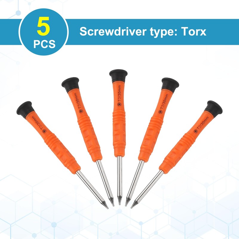 sourcing map 5pcs T3 Torx Mini Screwdriver 3mm Torx Head
