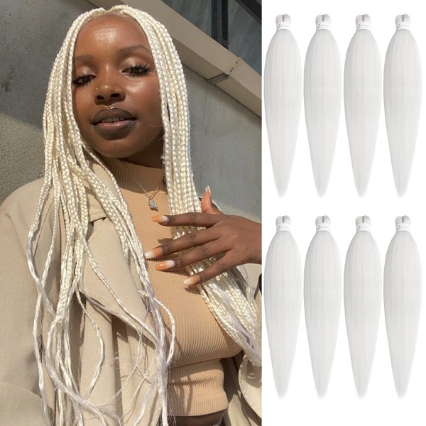 Leeven Leeven 8 Packs White Pre Stretched Braiding Hair 26