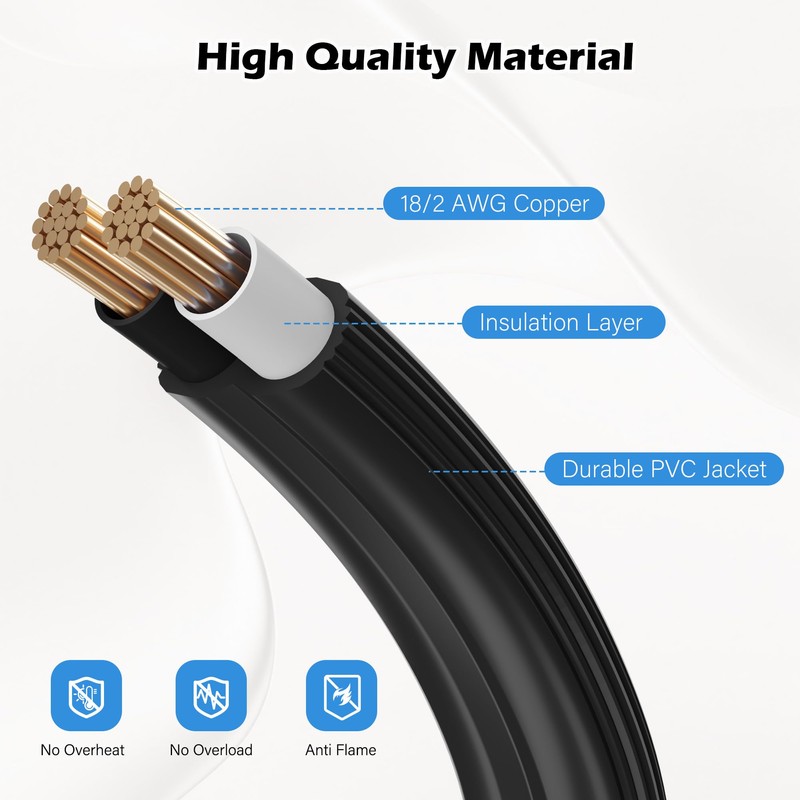45 Degree 2 Prong Polarized Power Extension Cord 4 FT/2
