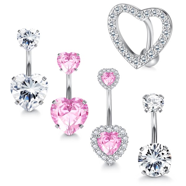 Diamday 5pcs Belly Button Bars 316L Surgical Steel Belly Bars