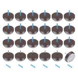 sourcing map 24Pcs Nail-on Felt Furniture Pads, Round Felt Pads Furniture Sliders Floor Protectors for Wooden Furniture Table Sofa Chair Leg (28mm, Brown)