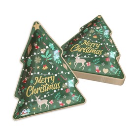 20 Pcs Christmas Tree Paper Plates Xmas Tree Shape Dessert Plates Disposable Tableware Supplies for Winter Christmas Holiday Birthday Party
