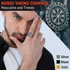 Mens Runic Viking Hexagon Finger Rings Retro Nordic Compass Charms