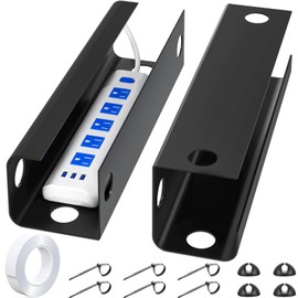 Yecaye 2 Pack Cable Management Under Desk, 31.5 in Under Desk Cable Management Tray, Cable Hider, Cord Organizer for Desk, No Screw No Drill Cable Cord Management for Office and Home, Black