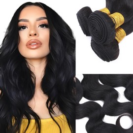 Elailite Real Hair Bundles, Hair Extensions Sew-in Bundle Hair Extensions, Brazilian Wavy 100 g, 45 cm, #60 Platinum Blonde