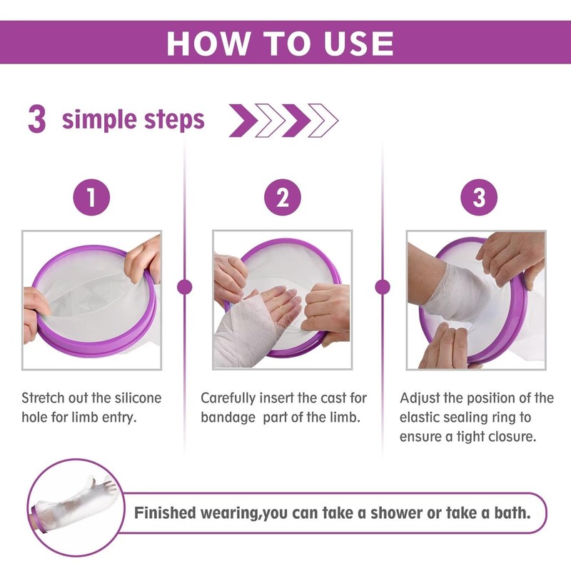 MEDOTS Purple Adult Hand Cover Protector for Shower Reusable 100%