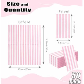 HEIPINIUYE 50 Pieces 3-ply Striped Paper Napkins Light Pink and White Guest Towels Disposable Hand Towels for Bathroom Wedding Birthday Baby Shower Dinner Napkins Disposable