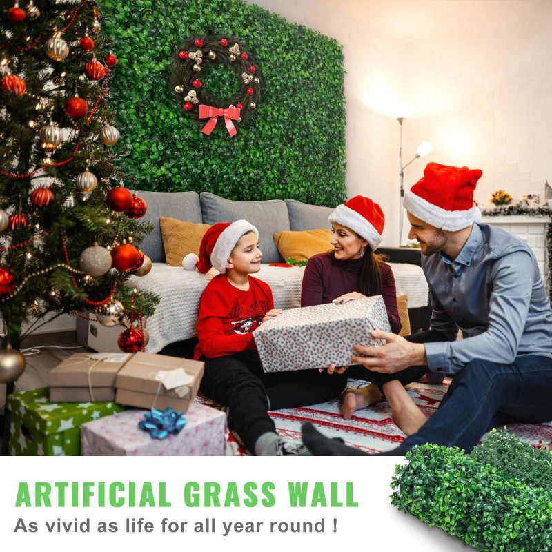 12pcs 24\"x16\" Artificial Boxwood Hedge Wall Panels 32 SQ Feet