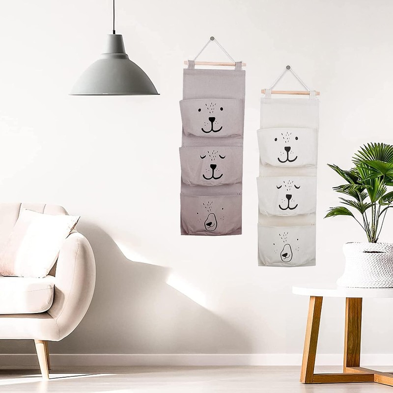 PacuM 3 Pcs Wall Hanging Storage Bags Hanging Organiser Pockets