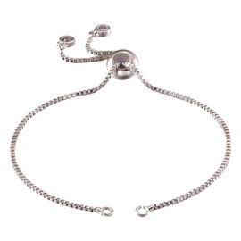 FASHEWELRY 20 Strands Adjustable Brass Bracelet Slider Extender Chains with Rhinestone Ends 4.72-4.96 Inch Real Platinum Plated for DIY Jewelry Making