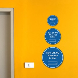 Signs ByLITA Circle Turn Off A/C When Not In Use Sign (Blue) - Medium 1 Pack