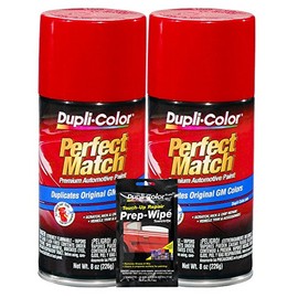Dupli-Color Bright Red Exact-Match Automotive Paint for GM Vehicles - 8 oz, Bundles with Prep Wipe (3 Items)