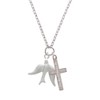 Delight Jewelry Silvertone 3-D Dove - Everlasting Love Engraved Cross
