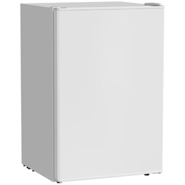 HOMCOM 2.5 Cu.Ft Mini Fridge with Freezer, Single Door Compact Refrigerator with Adjustable Thermostat, Reversible Door, Mini Refrigerator for Bedroom, Dorm, Home Office, Energy Efficient, White