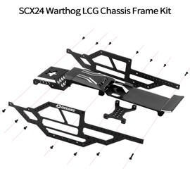 DashRC SCX24 Warthog LCG Chassis Frame Kit – Aluminum Body Shell Rocks Cage Buggy Chassis for 1/24 RC Rock Crawler SCX24 Gladiator, Bronco, C10, JLU Models Upgrades (Black)