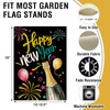 Happy New Year 2026 Small Decorative Garden Flag, Colorful Champagne