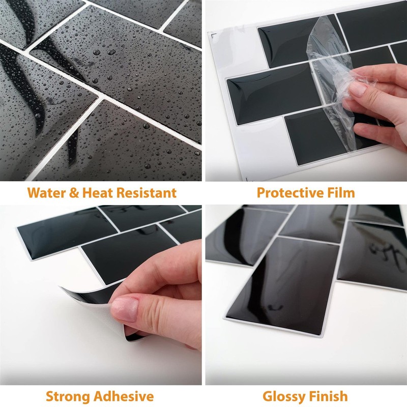 WALPLUS Upgrade Thicker 3D Tile Stickers Peel and Stick Backsplash
