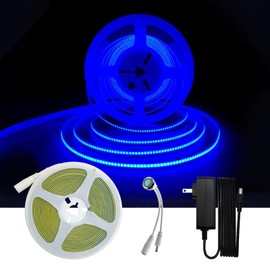 HAMRVL COB LED Strip Lights Blue, 16.4ft DC12V Dimmable LED Lights with 1600 LEDs,Touch Dimmer,12V Adapter,Bright Dotless Adhesive Indoor COB LED Strip Lights for Cabinet Home DIY Lighting Projects