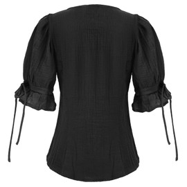 Scarlet Darkness Renaissance Shirt Women Medieval Pirate Costume Casual Cotton Tops Blouse Black M