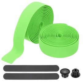 PATIKIL Bike Handlebar Tape, 2 Rolls 6.6 Feet Bike Grip Tape EVA Foam Cycling Handle Wraps Comfortable Non-Slip Shock Bicycle Wrap with End Plugs for Road Bike, Green