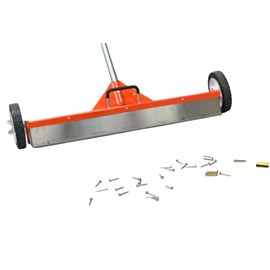 Zeluga 10-494 30 inch Rolling Magnetic Sweeper with Wheels, Powerful Magnets Box with Quick Release Handle, Orange