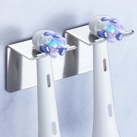 YAYINLI Toothbrush Holder, Electric Toothbrush Head Holder Wall Mounted Non Screw, Metal Toothbrush Holders for Bathroom, Self Adhesive Tooth Brush Holder Toothbrush Organiser (Silver, Small)