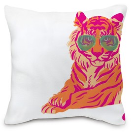 Nvotell Pink Orange Pillow Covers - Preppy Tiger Pillow Cases, Pink and Orange Tiger Throw Pillow Covers 18x18, Pink and Orange Room Decor