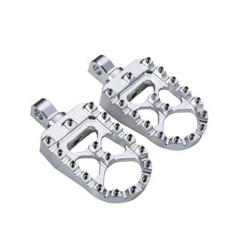 Hopider CNC Wide Foot Pegs 360° Roating MX Chopper Bobber Style for harley Dyna Sportster Fatboy Iron 883,Silver