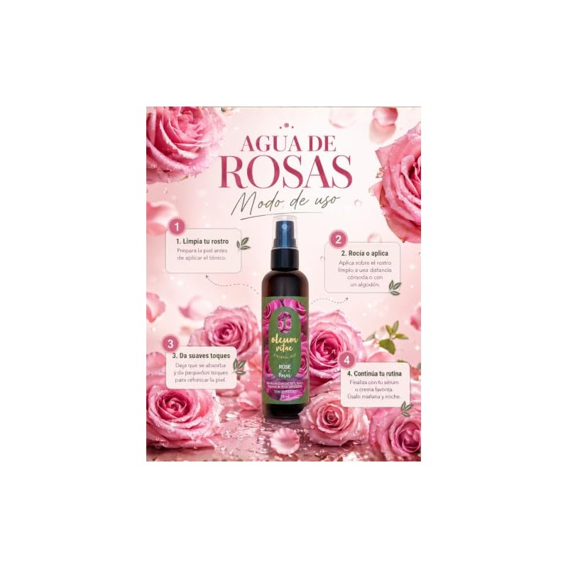 OLEUM VITAE Tonico Facial con Aceite Esencial de Rosa Damascena