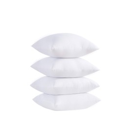 Acanva Throw Pillow Inserts, Euro Sham Form Stuffer with Premium Polyester Micro Fiber, Decorative for Bed, Couch and Sofa, White, 4 Count (Pack of 1)