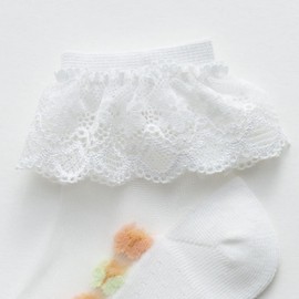 WBZOTSS 5 Pairs Ruffle Lace Trim Dress Socks for Toddler Girls Summer Soft Breathe Eyelet Frilly Socks Little Girls(3T-12T)