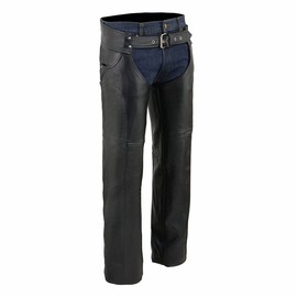 Milwaukee Leather Chaps for Men's Black Premium Leather - Classic Jean Style Pockets Motorcycle Chap - SH1101TALL - Medium-Tall