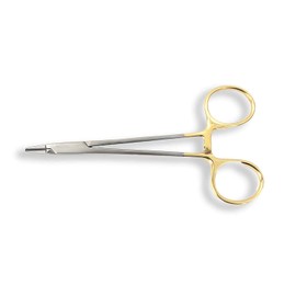 Cynamed TC Ryder Micro Needle/Suture Holder Driver with Tungsten Carbide Inserts and Gold Rings - Premium Grade Instrument (5 in.)