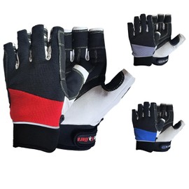 MRX Sailing Gloves Fishing Kayak Gloves for Men & Women Rowing Water Ski Canoe Paddle Gloves Sailing Gear Women Paddling Gloves Short Finger Sailing Kayaking Gloves (Black/Red, L), Large