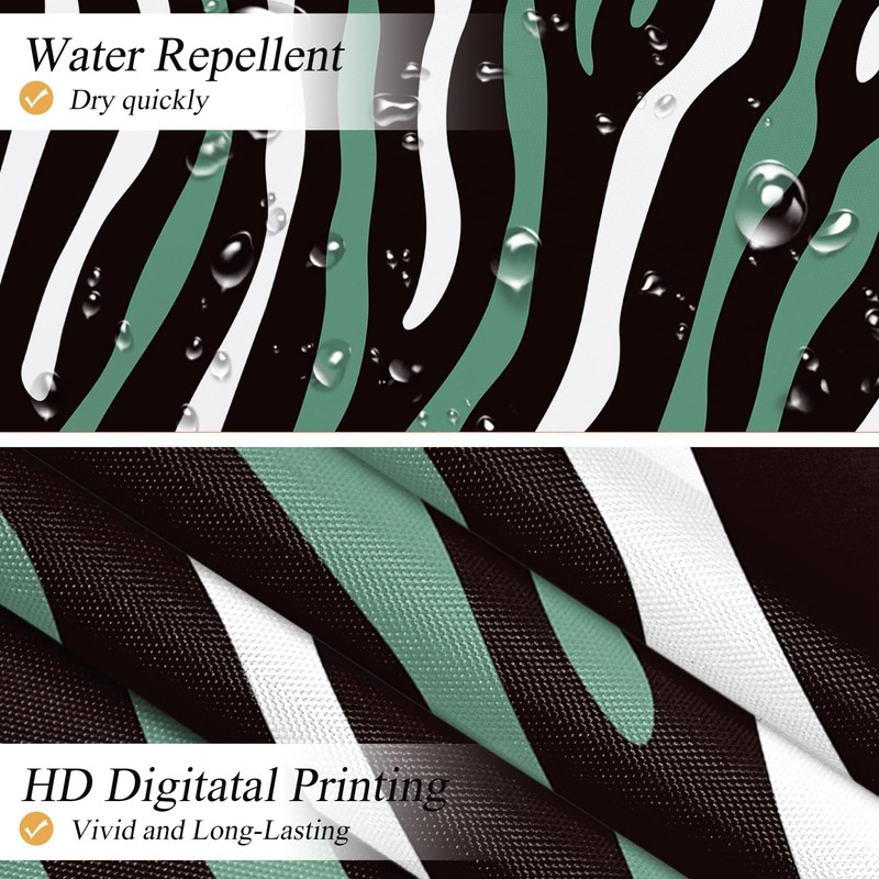 deFouliao Green Shower Curtain Modern Abstract Green Black White Striped